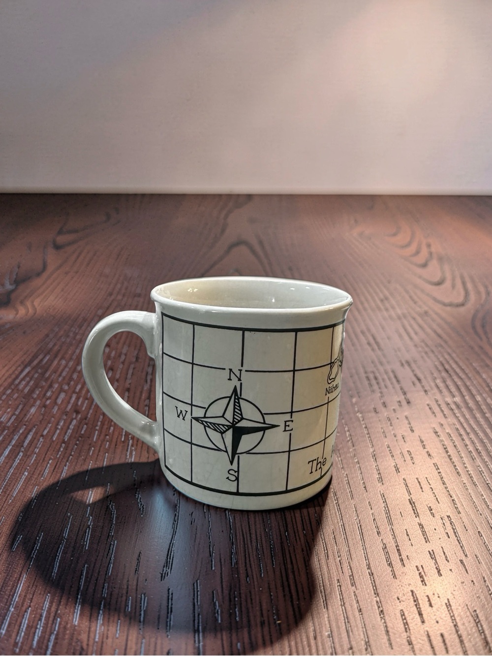Vintage The Hawaiian Islands Ceramic Compass Grid Coffee Mug - White